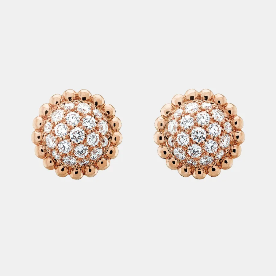 Boucles d'oreilles Perlée Van Cleef & Arpels en or rose, diamant 0.7ct — photographie du modèle, cote d’occasion GOLDMARKET