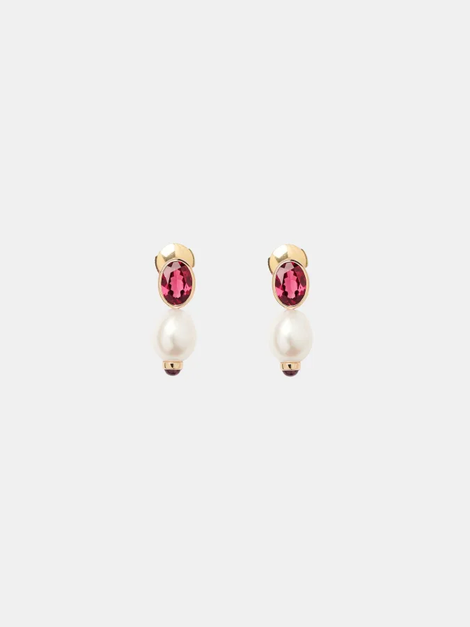 Boucles d’oreilles Perles Précieuses Poiray en or jaune, rhodolite 1.9ct