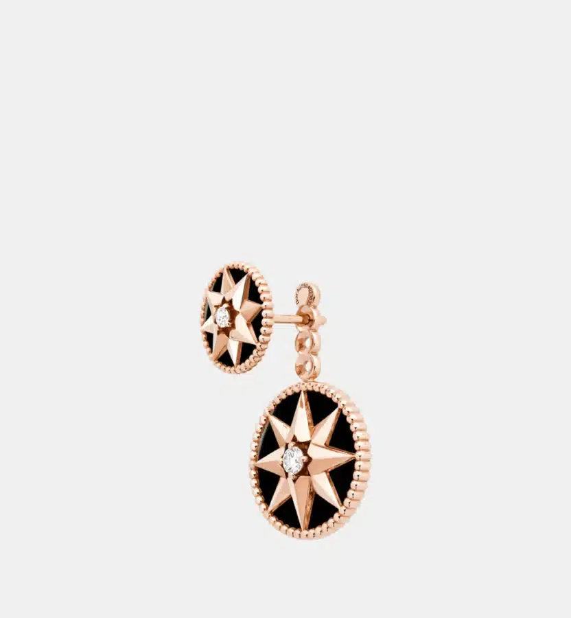 Boucles d’oreilles Rose des Vents Dior en or rose, diamant 0.13ct