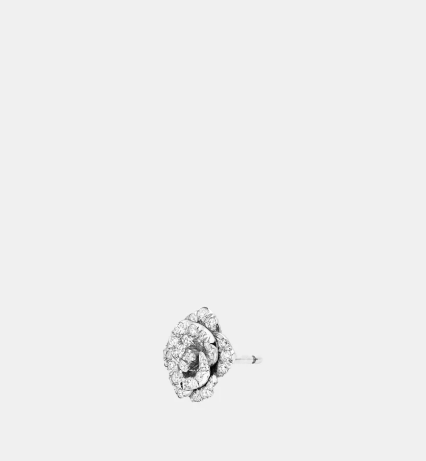 Boucles d'oreilles Rose Dior Bagatelle Dior en or blanc, diamant 0.21 ct — photographie du modèle, cote d’occasion GOLDMARKET