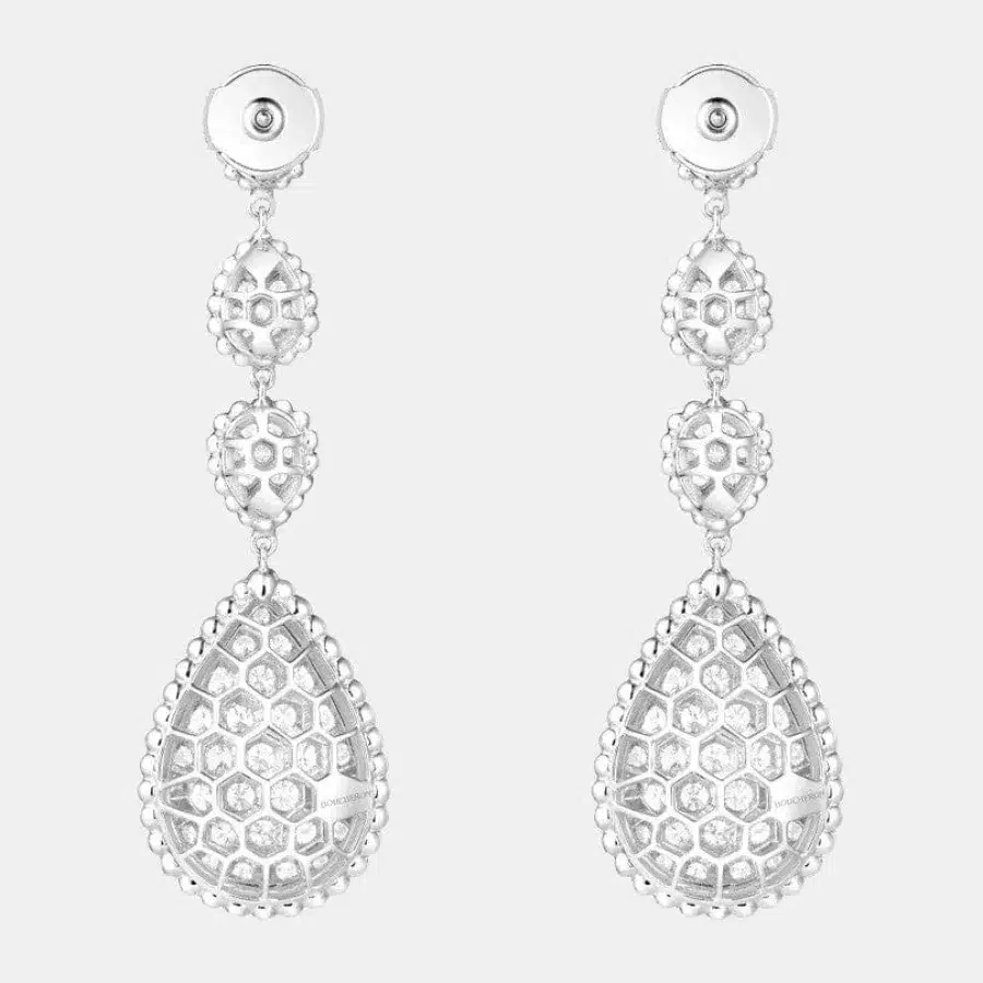 Boucles d'oreilles Serpent Bohème Boucheron en or blanc, diamant 3.42ct, motifs xs et l. — photographie du modèle, cote d’occasion GOLDMARKET