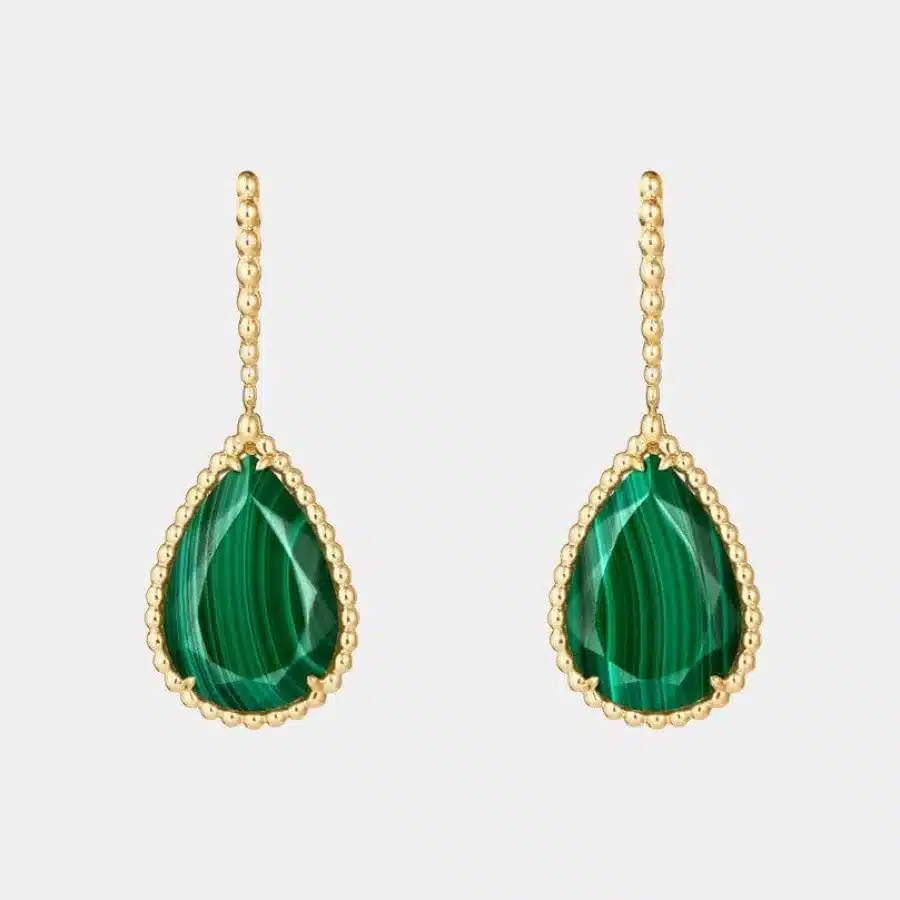Boucles d'oreilles Serpent Bohème Boucheron en or jaune, malachite s motif 25.35ct — photographie du modèle, cote d’occasion GOLDMARKET