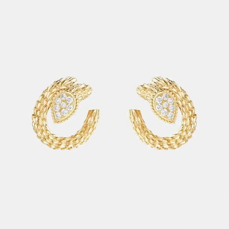 Boucles d'oreilles Serpent Bohème Boucheron en or jaune, s motif diamant 0.75ct — photographie du modèle, cote d’occasion GOLDMARKET