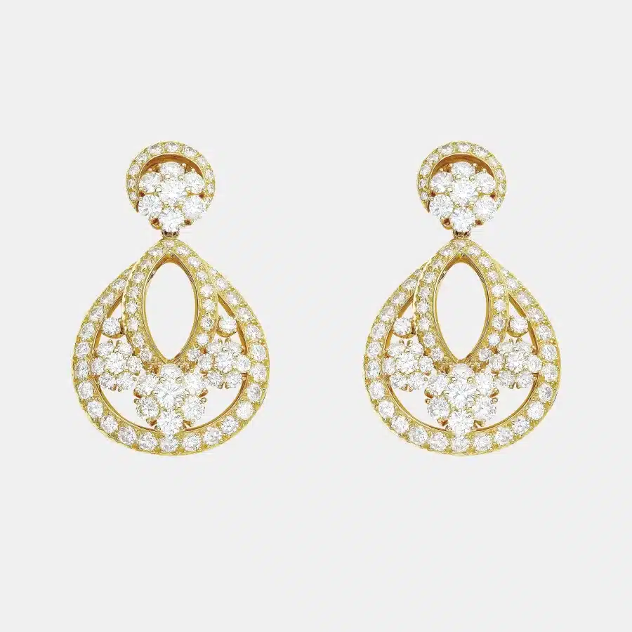 Boucles d’oreilles Snowflake Van Cleef & Arpels en or jaune, diamant 13.73ct