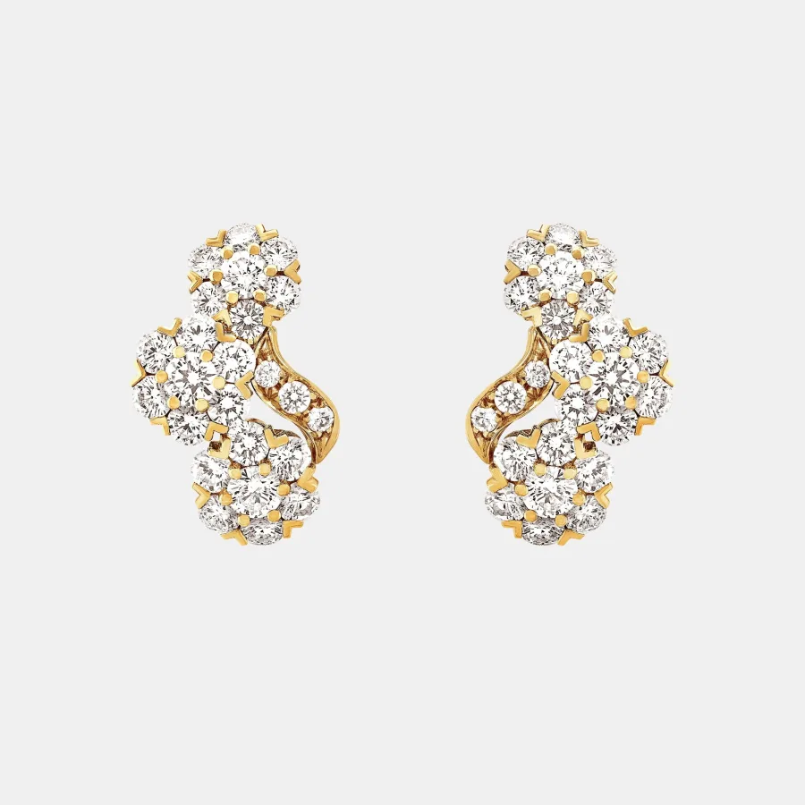 Boucles d’oreilles Snowflake Van Cleef & Arpels en or jaune, diamant 3.9ct
