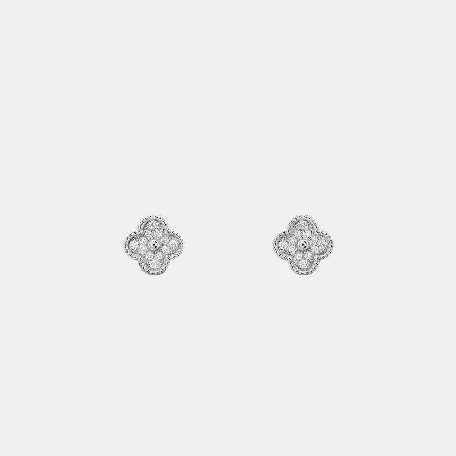 Boucles d’oreilles Sweet Alhambra Van Cleef & Arpels en or blanc, diamant 0.16ct