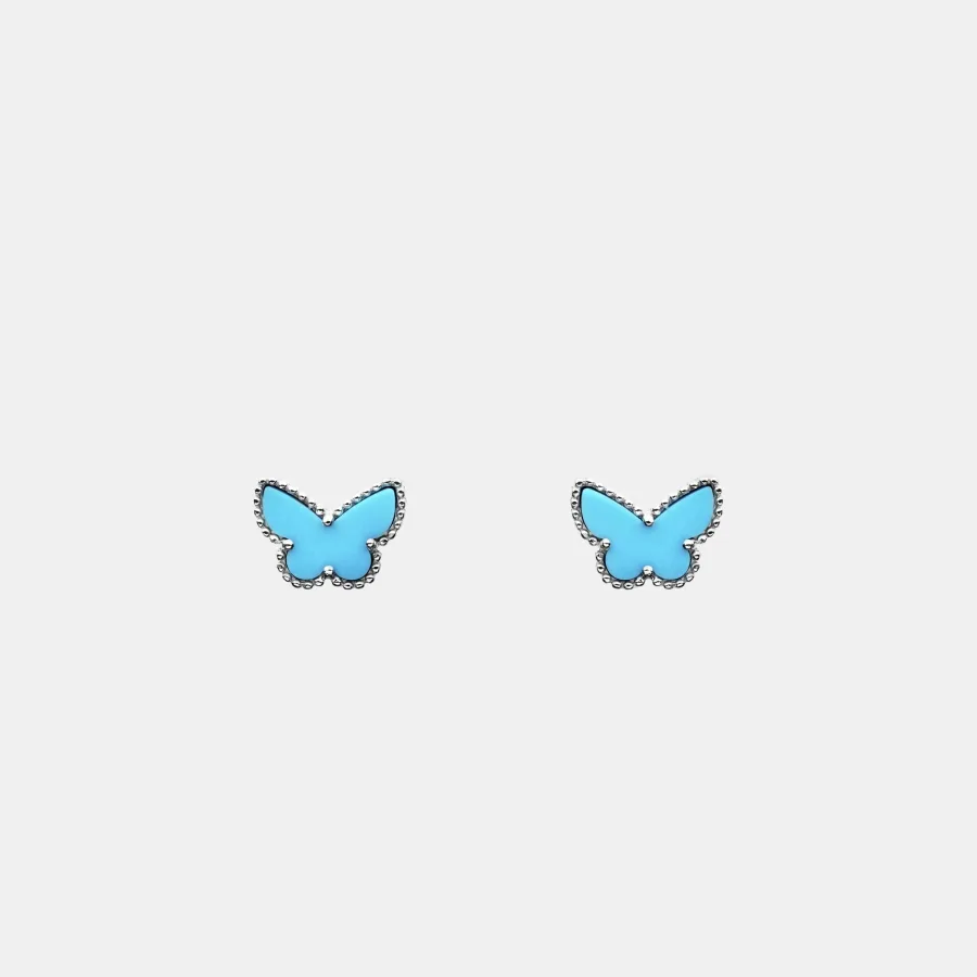 Boucles d’oreilles Sweet Alhambra Van Cleef & Arpels en or blanc, turquoise