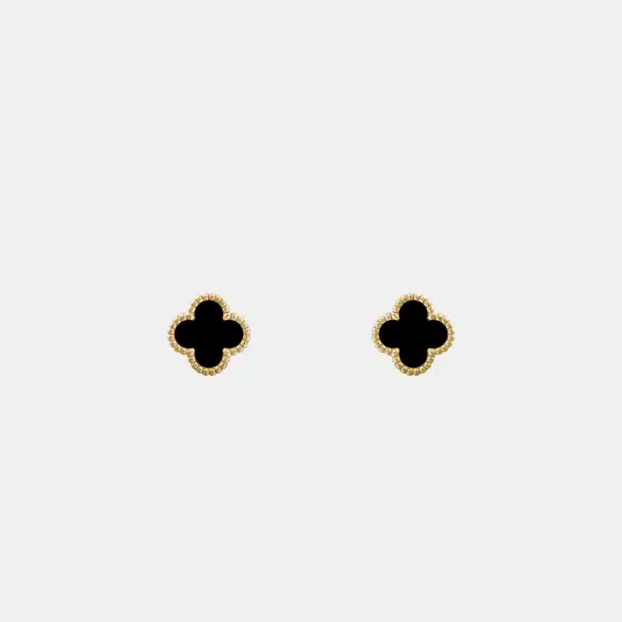 Boucles d'oreilles Sweet Alhambra Van Cleef & Arpels en or jaune, onyx — photographie du modèle, cote d’occasion GOLDMARKET