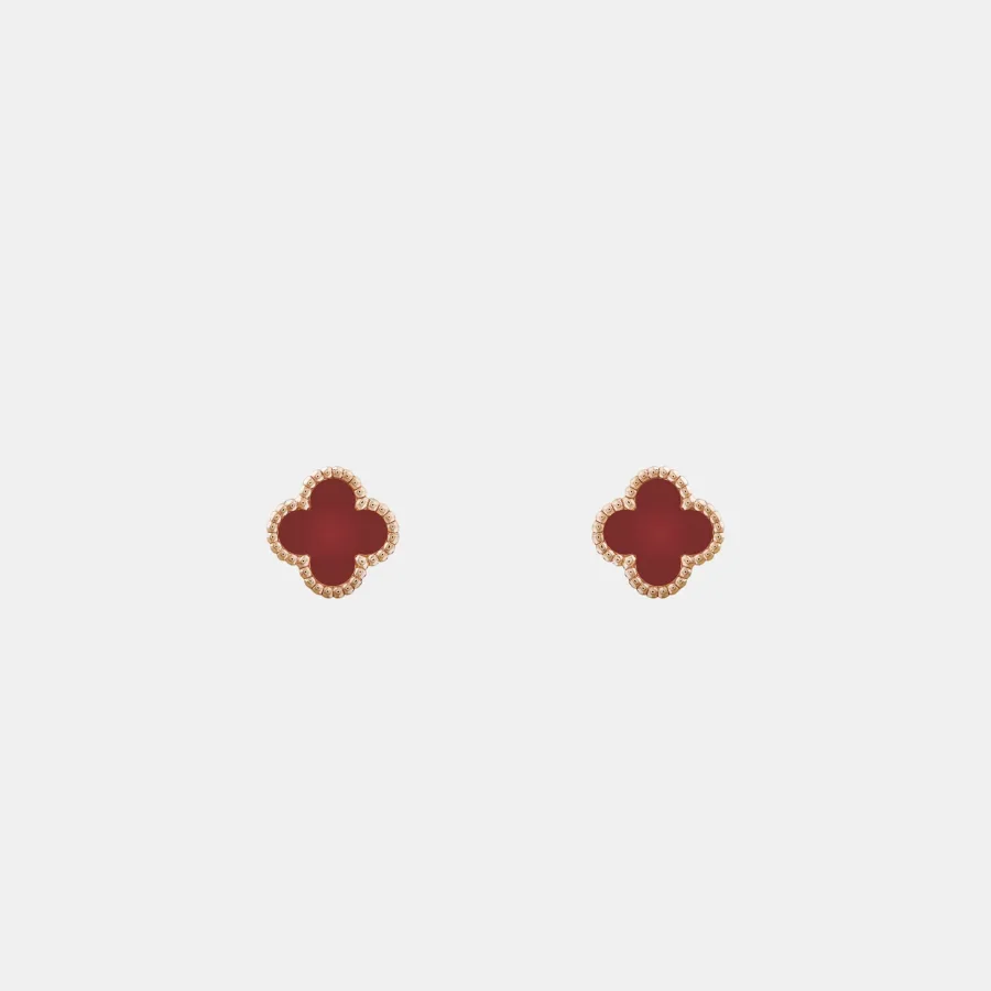 Boucles d'oreilles Sweet Alhambra Van Cleef & Arpels en or rose, cornaline — photographie du modèle, cote d’occasion GOLDMARKET