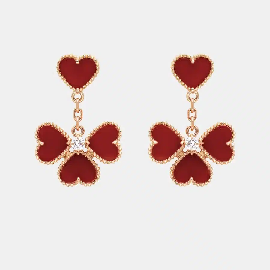 Boucles d'oreilles Sweet Alhambra Van Cleef & Arpels en or rose, mixte 0.17ct — photographie du modèle, cote d’occasion GOLDMARKET