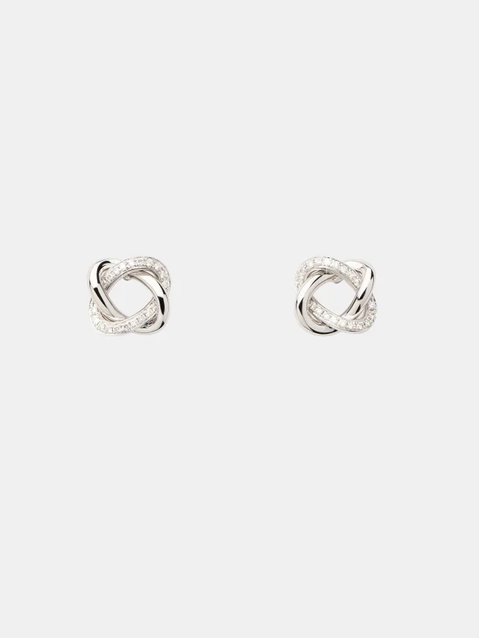 Boucles d'oreilles Tresse Poiray en or blanc, diamant 0.1ct — photographie du modèle, cote d’occasion GOLDMARKET