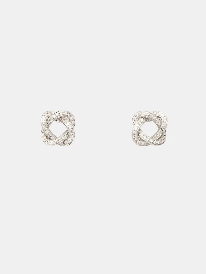 Boucles d'oreilles Tresse Poiray en or blanc, diamant 0.2ct — photographie du modèle, cote d’occasion GOLDMARKET