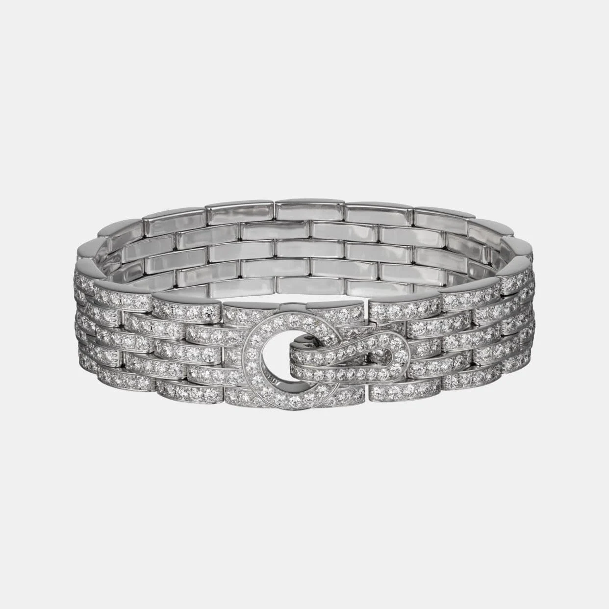 Bracelet Agrafe Cartier en or blanc, diamant