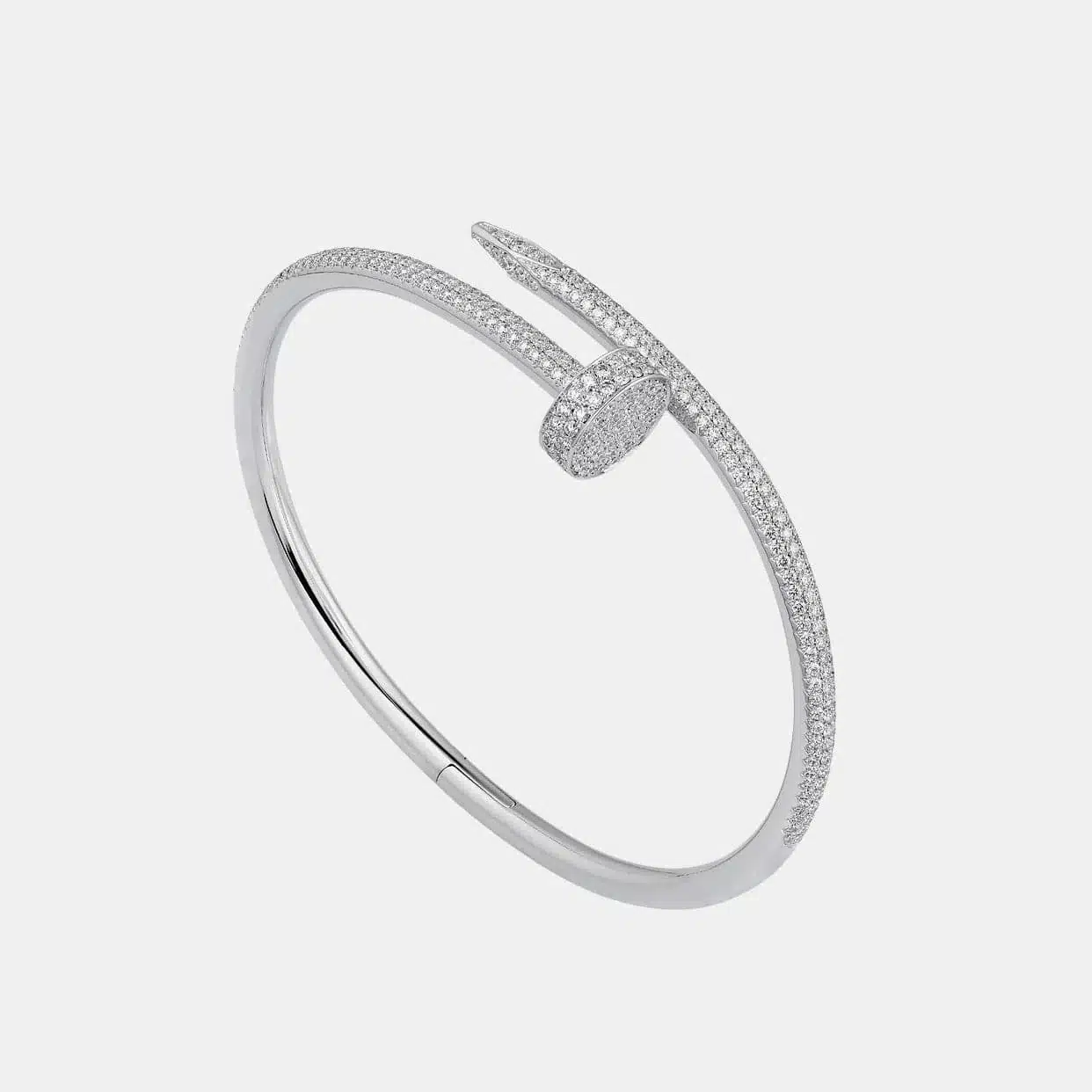 Bracelet Juste un Clou Cartier en or gris, classique 374 diamants pavé — photographie du modèle, cote d’occasion GOLDMARKET