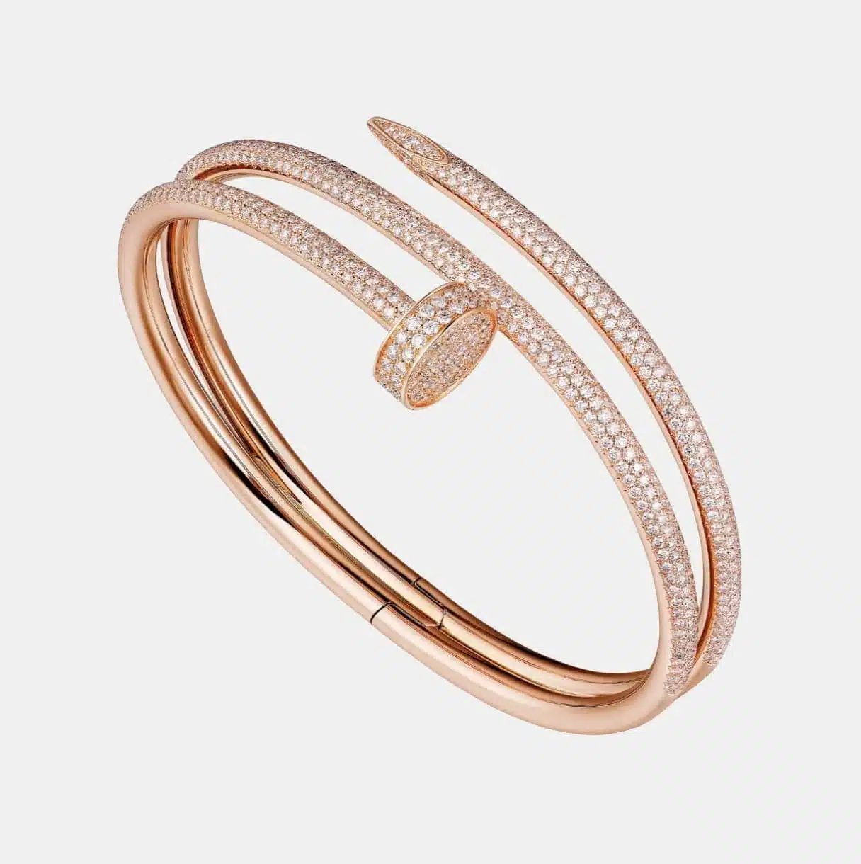 Bracelet Juste un Clou Cartier en or rose, 624 diamants pavé — photographie du modèle, cote d’occasion GOLDMARKET