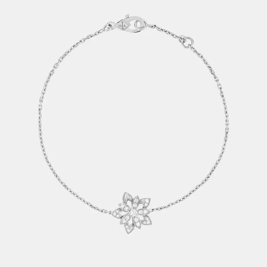 Bracelet Lotus Van Cleef & Arpels en or blanc, diamant 0.16ct