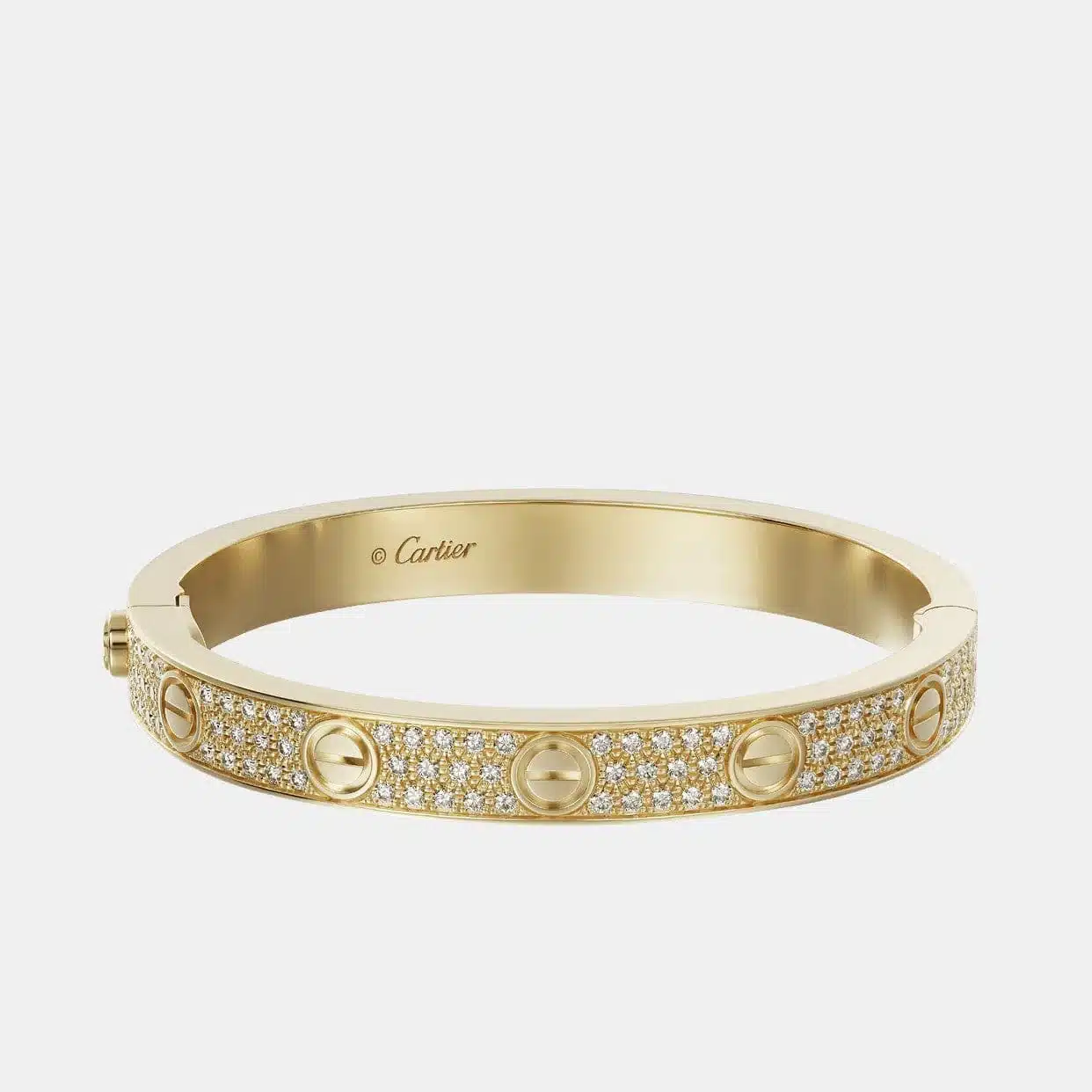 Bracelet Love Cartier en or jaune, 204 diamants — photographie du modèle, cote d’occasion GOLDMARKET