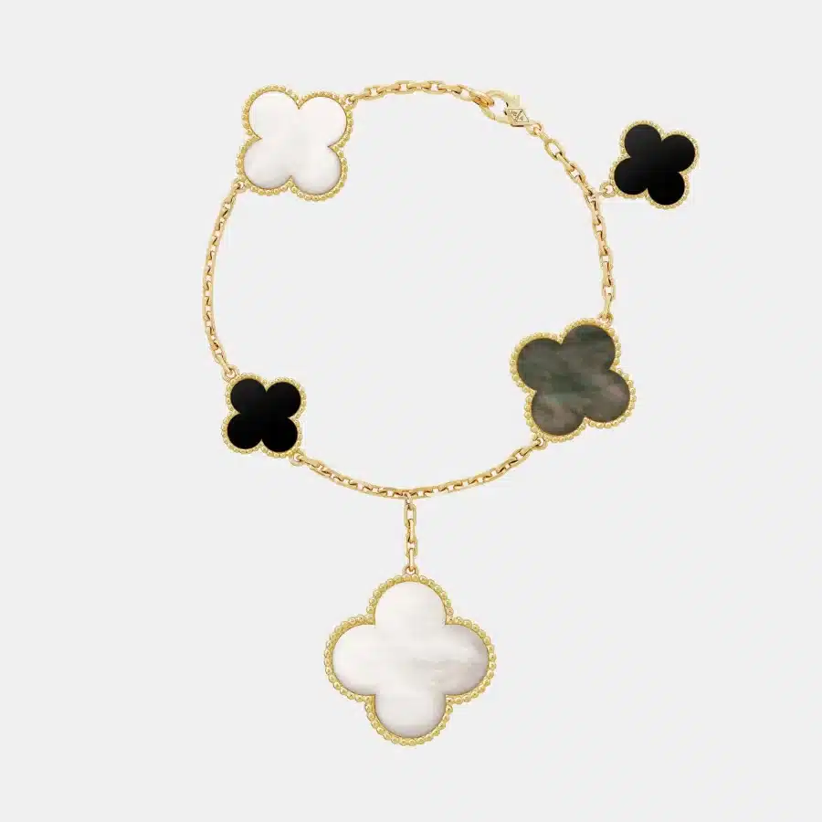 Bracelet Magic Alhambra Van Cleef & Arpels en or jaune, mixte 5 motifs — photographie du modèle, cote d’occasion GOLDMARKET