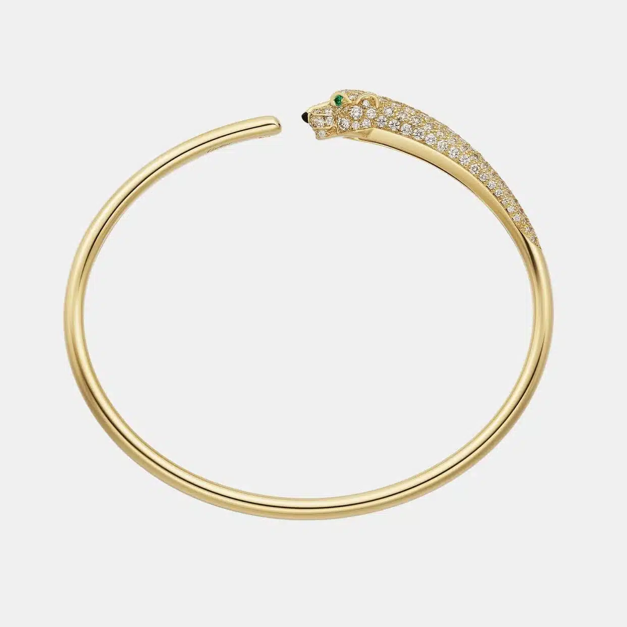Bracelet Panthère Cartier en or jaune, émeraude — photographie du modèle, cote d’occasion GOLDMARKET