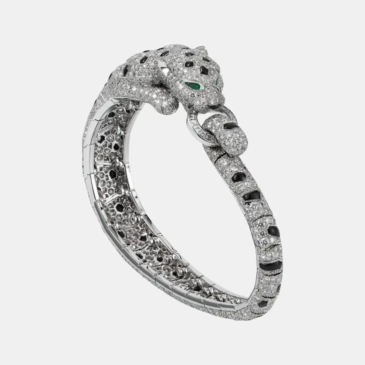 Bracelet Panthère Cartier en platine, diamant — photographie du modèle, cote d’occasion GOLDMARKET