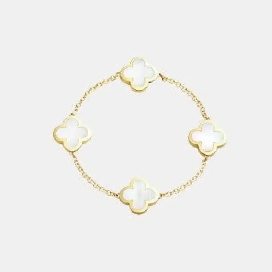 Bracelet Pure Alhambra Van Cleef & Arpels en or jaune, perle 4 motifs — photographie du modèle, cote d’occasion GOLDMARKET
