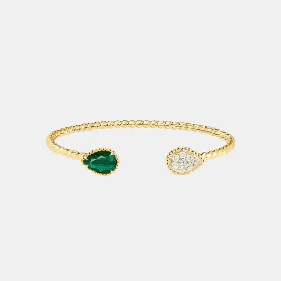 Bracelet Serpent Bohème Boucheron en or jaune, malachite, 2 s motifs, 1.9ct — photographie du modèle, cote d’occasion GOLDMARKET