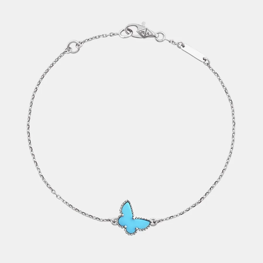 Bracelet Sweet Alhambra Van Cleef & Arpels en or blanc, turquoise — photographie du modèle, cote d’occasion GOLDMARKET