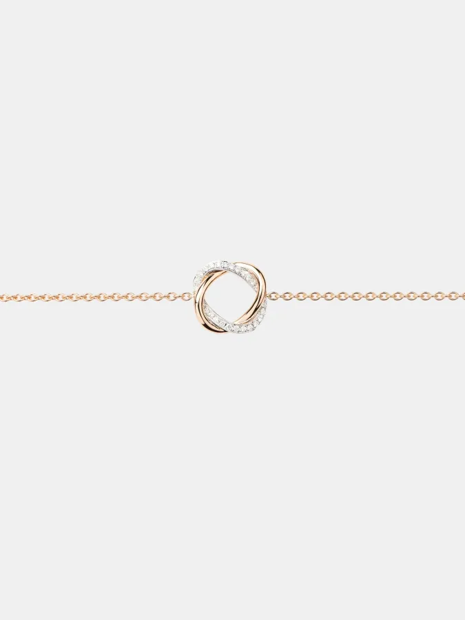 Bracelet Tresse Poiray en or rose, et blanc diamant 0.1ct — photographie du modèle, cote d’occasion GOLDMARKET