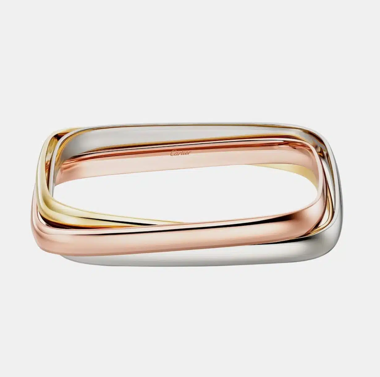 Bracelet Trinity Cartier, de forme coussin — photographie du modèle, cote d’occasion GOLDMARKET