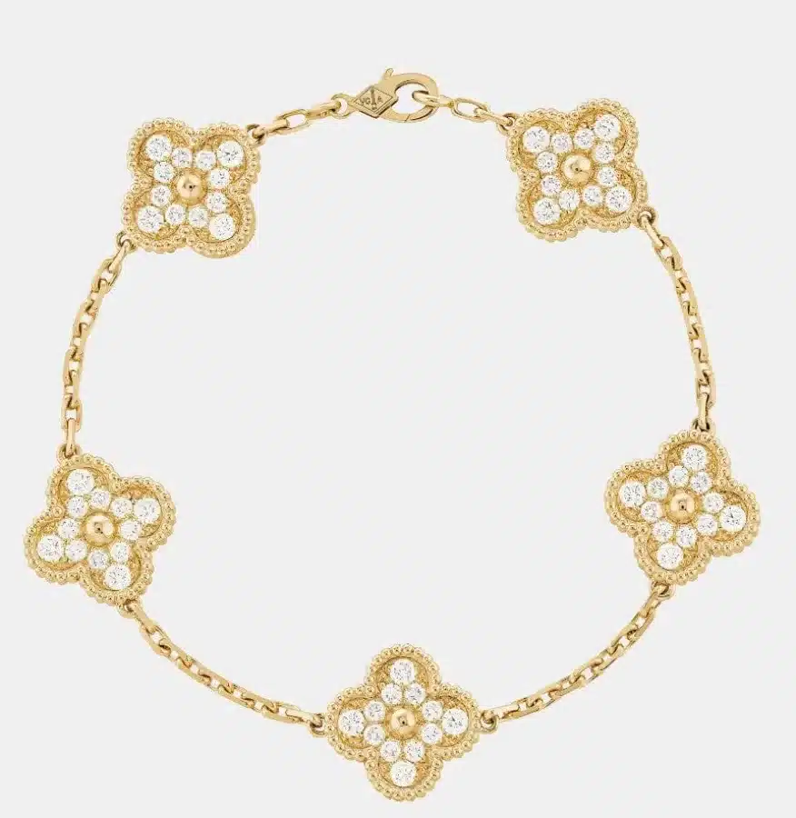 Bracelet Vintage Alhambra Van Cleef & Arpels en or jaune, diamant 2.42ct — photographie du modèle, cote d’occasion GOLDMARKET