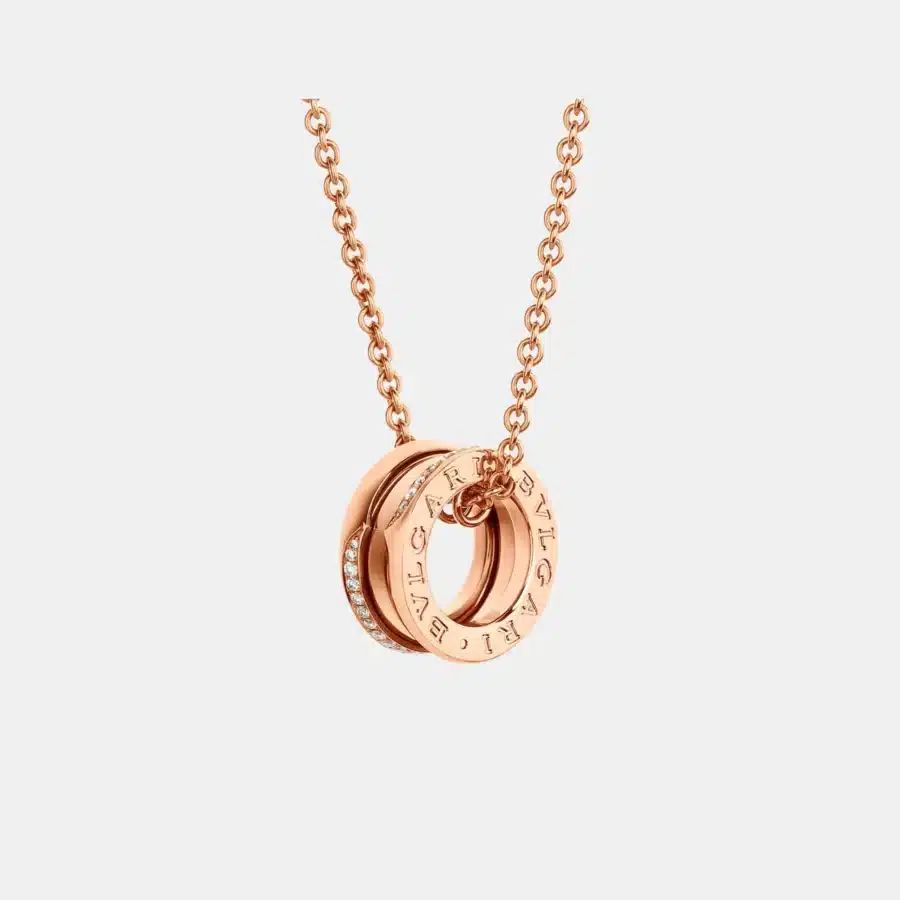 Collier B.Zero1 Bulgari en or rose, diamant 0.14ct — photographie du modèle, cote d’occasion GOLDMARKET