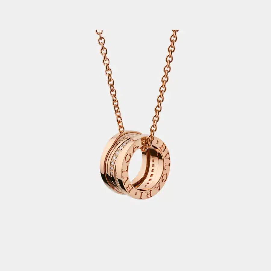 Collier B.Zero1 Bulgari en or rose, diamant 0.19ct — photographie du modèle, cote d’occasion GOLDMARKET