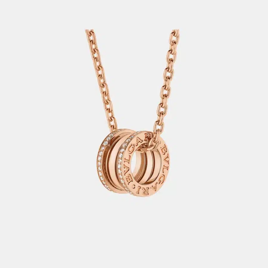 Collier B.Zero1 Bulgari en or rose, diamant 0.38ct — photographie du modèle, cote d’occasion GOLDMARKET