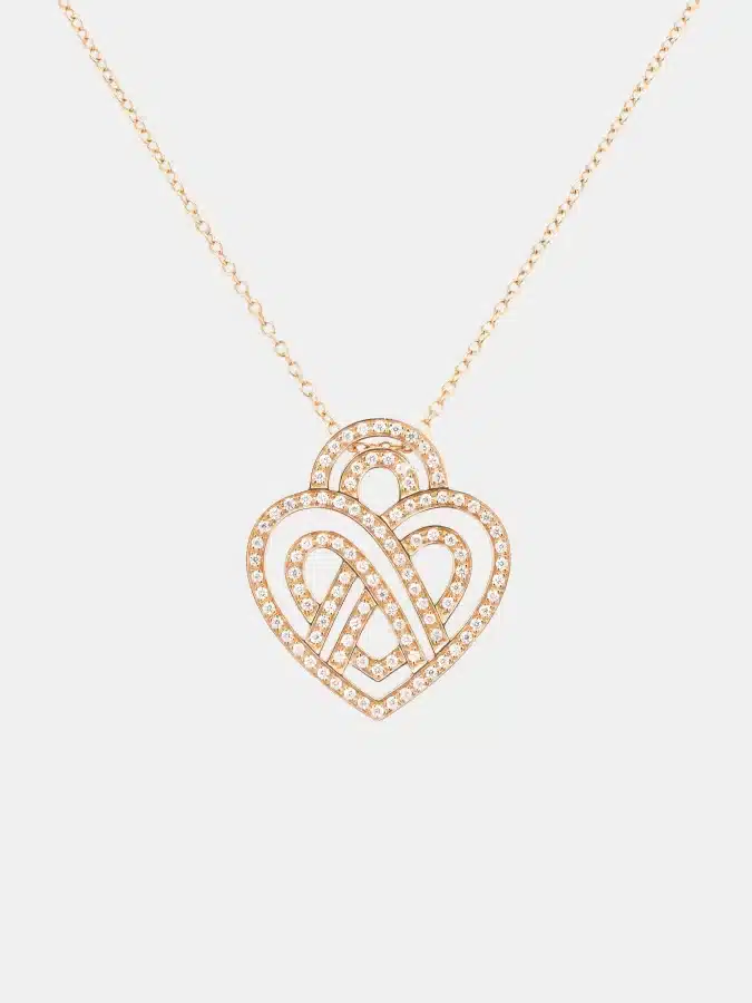 Collier Coeur Entrelacé Poiray en or rose, diamant 0.4ct — photographie du modèle, cote d’occasion GOLDMARKET