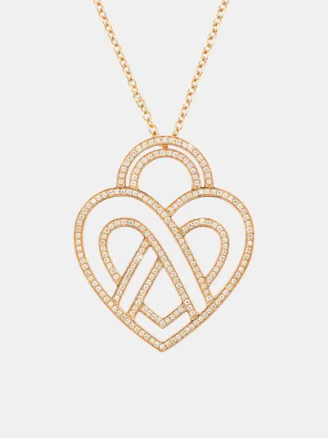 Collier Coeur Entrelacé Poiray en or rose, diamant 1.2ct — photographie du modèle, cote d’occasion GOLDMARKET