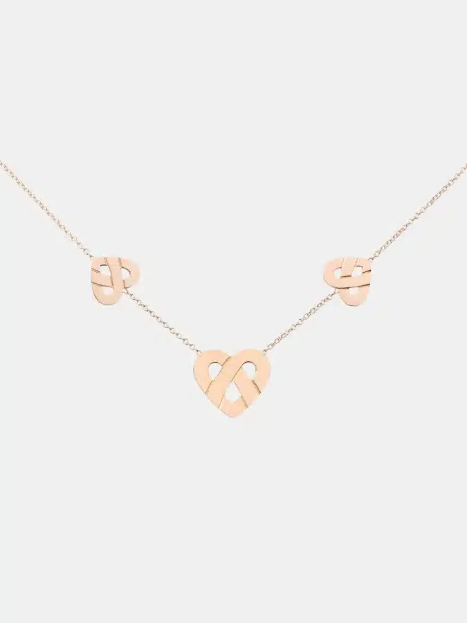 Collier Coeur Entrelacé Poiray en or rose — photographie du modèle, cote d’occasion GOLDMARKET