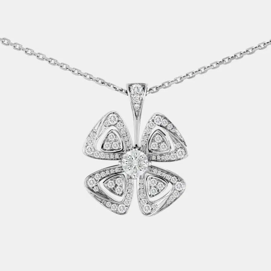 Collier Fiorever Bulgari en or blanc, diamant 0.6ct — photographie du modèle, cote d’occasion GOLDMARKET