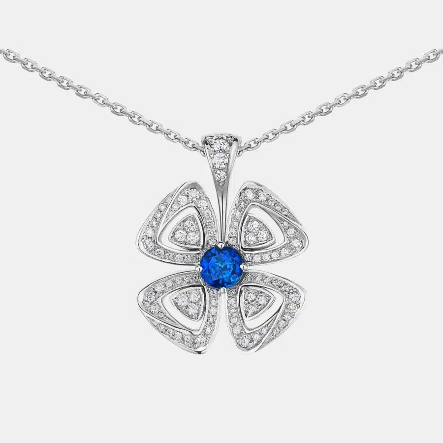 Collier Fiorever Bulgari en or blanc, saphir 0.43ct — photographie du modèle, cote d’occasion GOLDMARKET