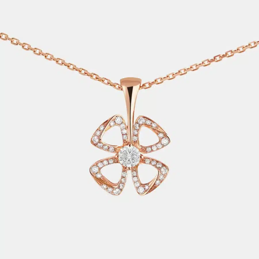 Collier Fiorever Bulgari en or rose, diamant 0.16ct — photographie du modèle, cote d’occasion GOLDMARKET