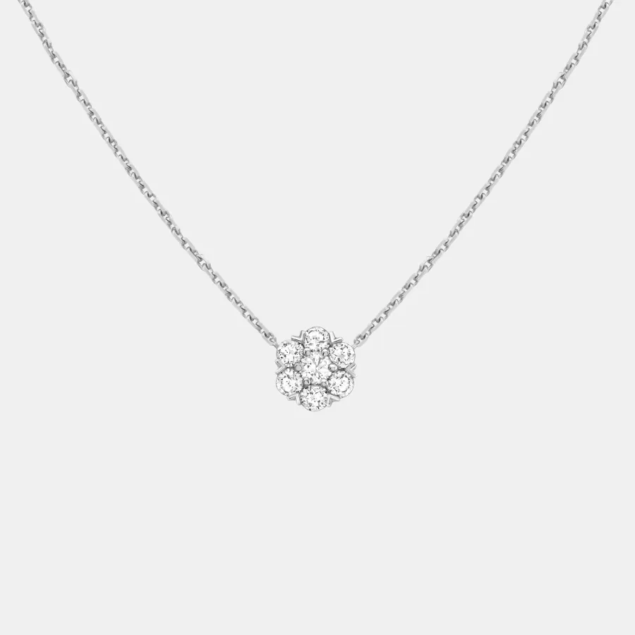 Collier Fleurette Van Cleef & Arpels en or blanc, diamant 0.73ct