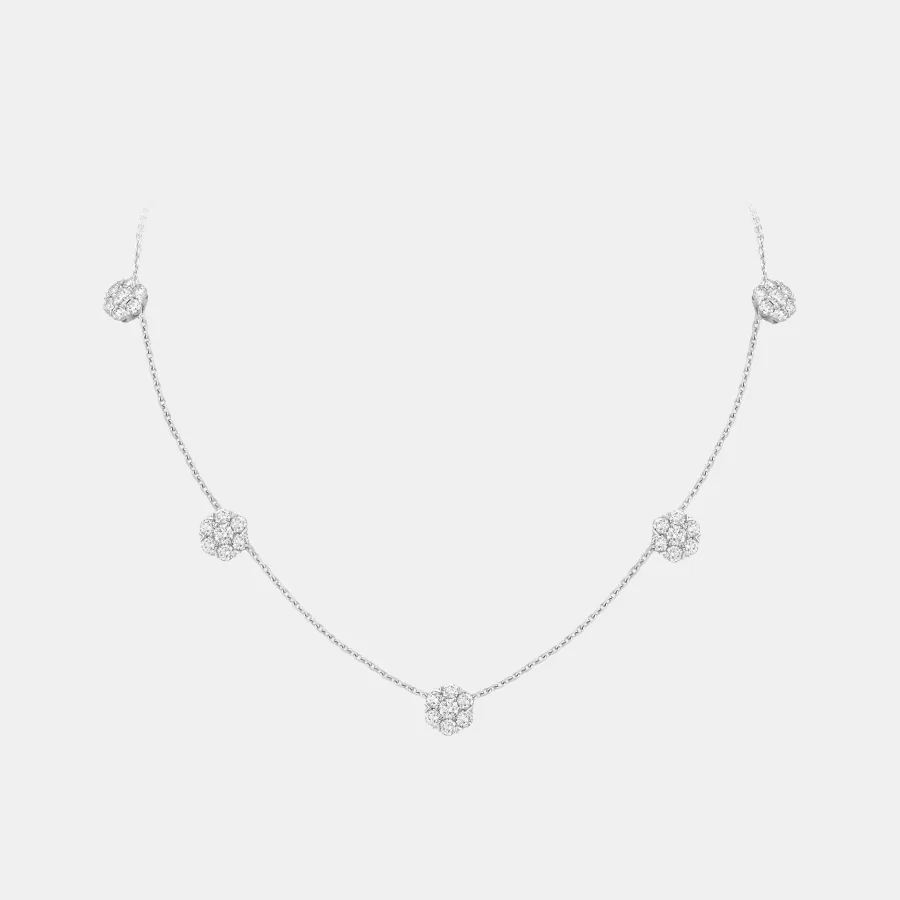 Collier Fleurette Van Cleef & Arpels en or blanc, diamant 3.67ct