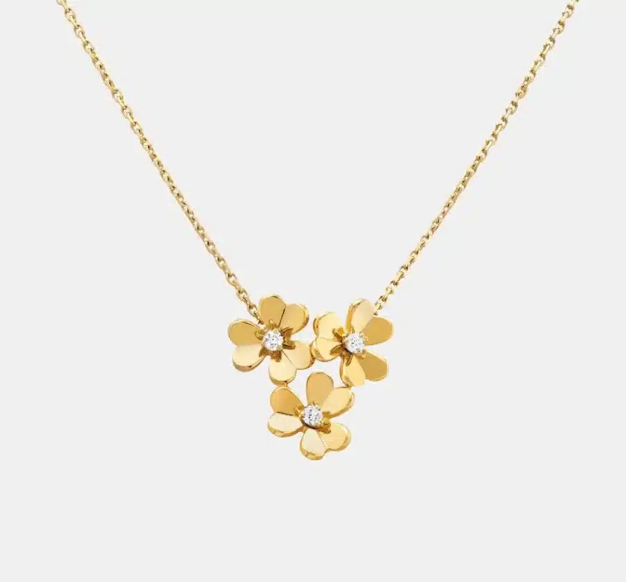 Collier Frivole Van Cleef & Arpels en or jaune, diamant 0.16ct — photographie du modèle, cote d’occasion GOLDMARKET