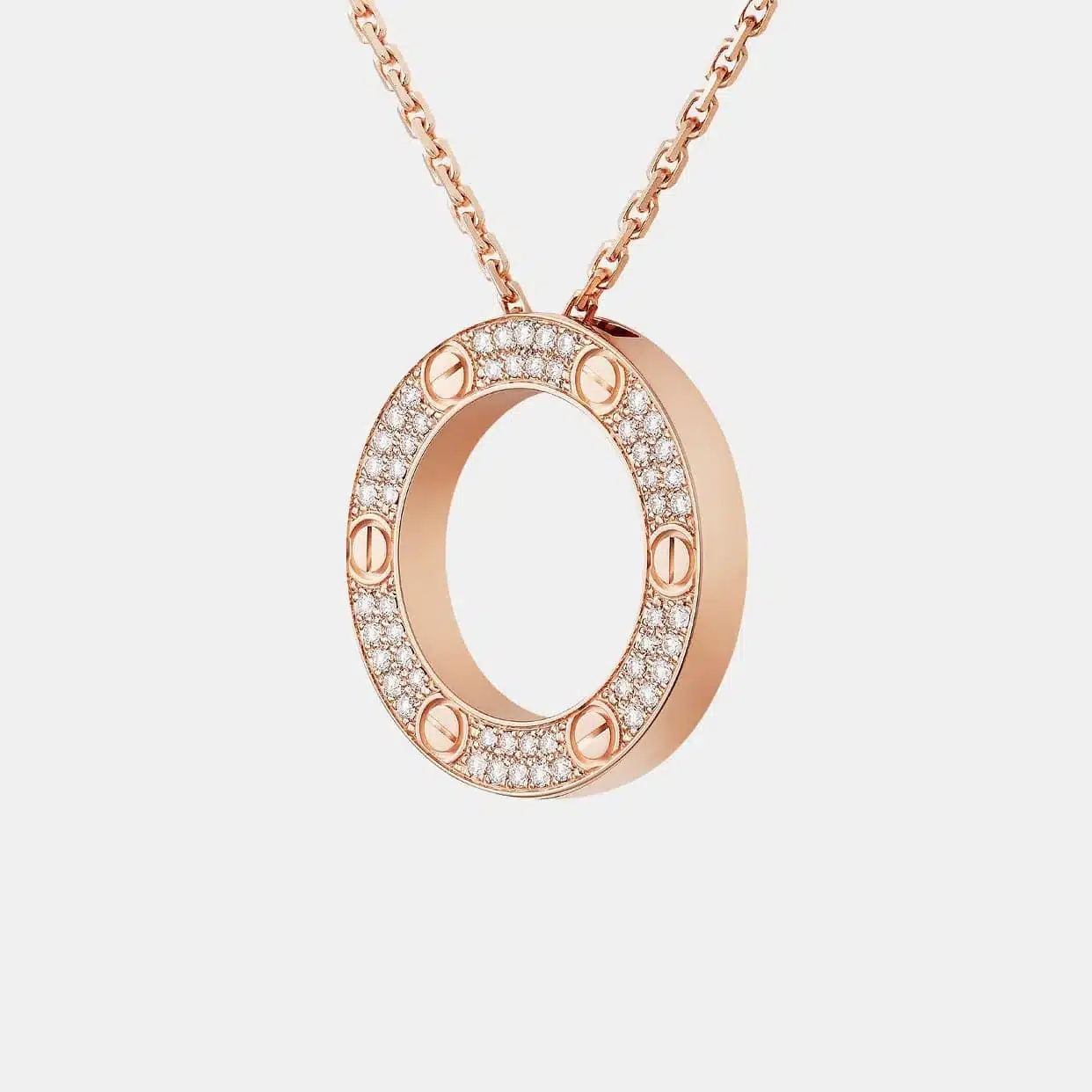 Collier Love Cartier en or rose, diamant — photographie du modèle, cote d’occasion GOLDMARKET