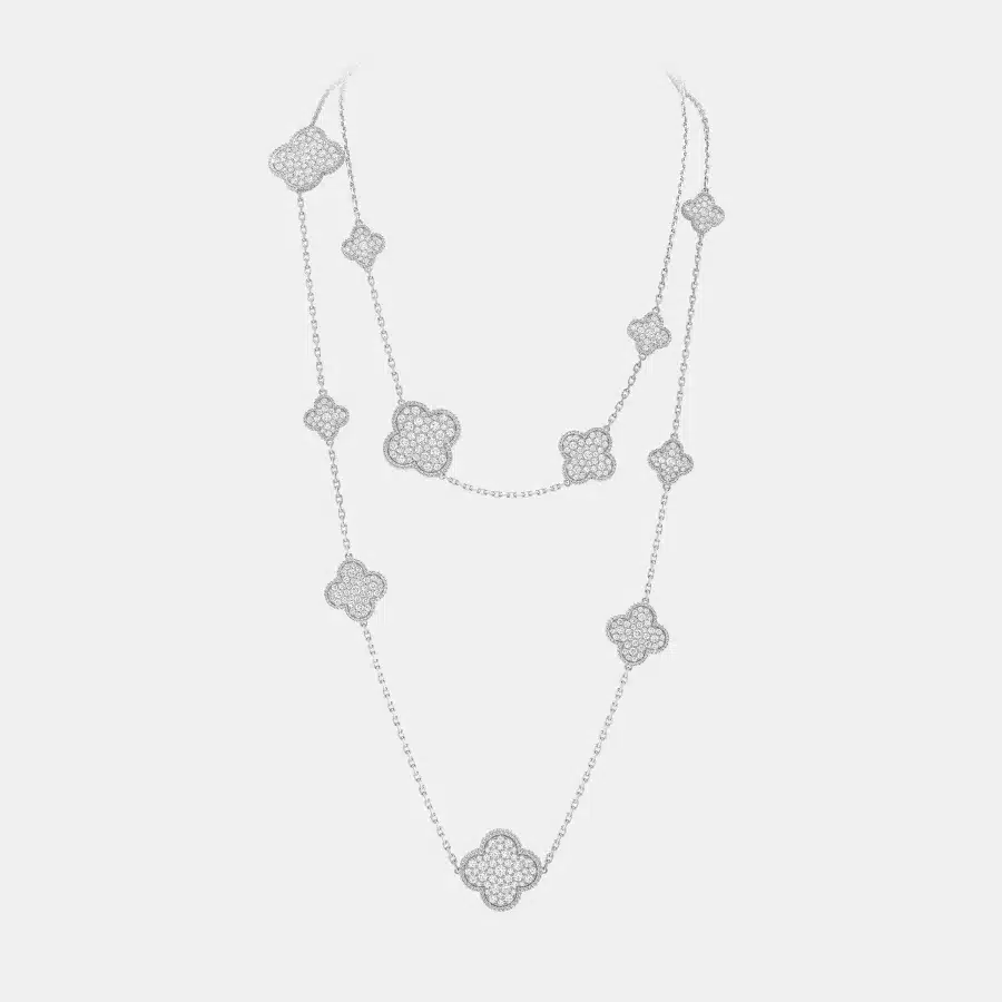 Collier Magic Alhambra Van Cleef & Arpels en or blanc, diamant 16.93ct — photographie du modèle, cote d’occasion GOLDMARKET