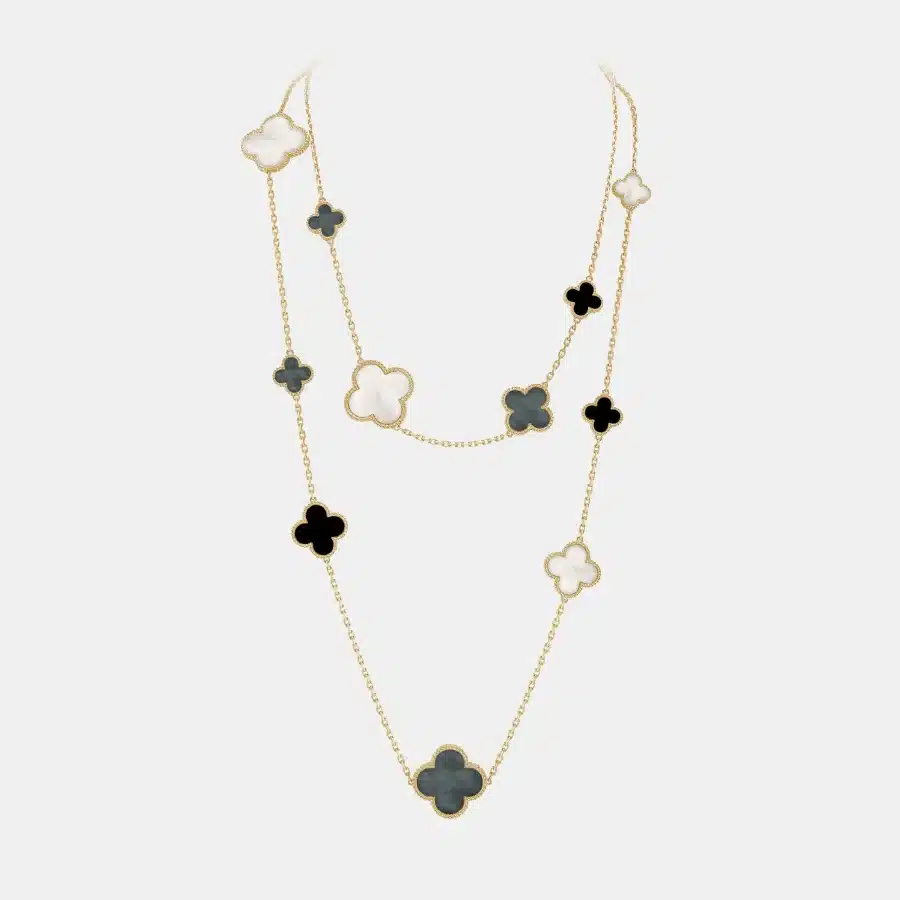 Collier Magic Alhambra Van Cleef & Arpels en or jaune, mixte 26 motifs — photographie du modèle, cote d’occasion GOLDMARKET