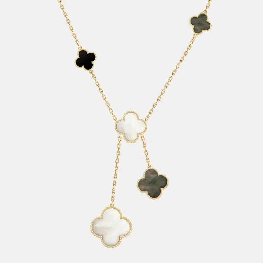 Collier Magic Alhambra Van Cleef & Arpels en or jaune, mixte 6 motifs — photographie du modèle, cote d’occasion GOLDMARKET
