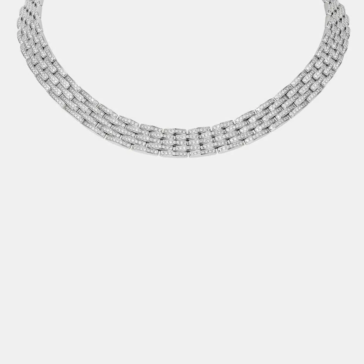 Collier Maillon Panthère Cartier, cinq rangs , pavé