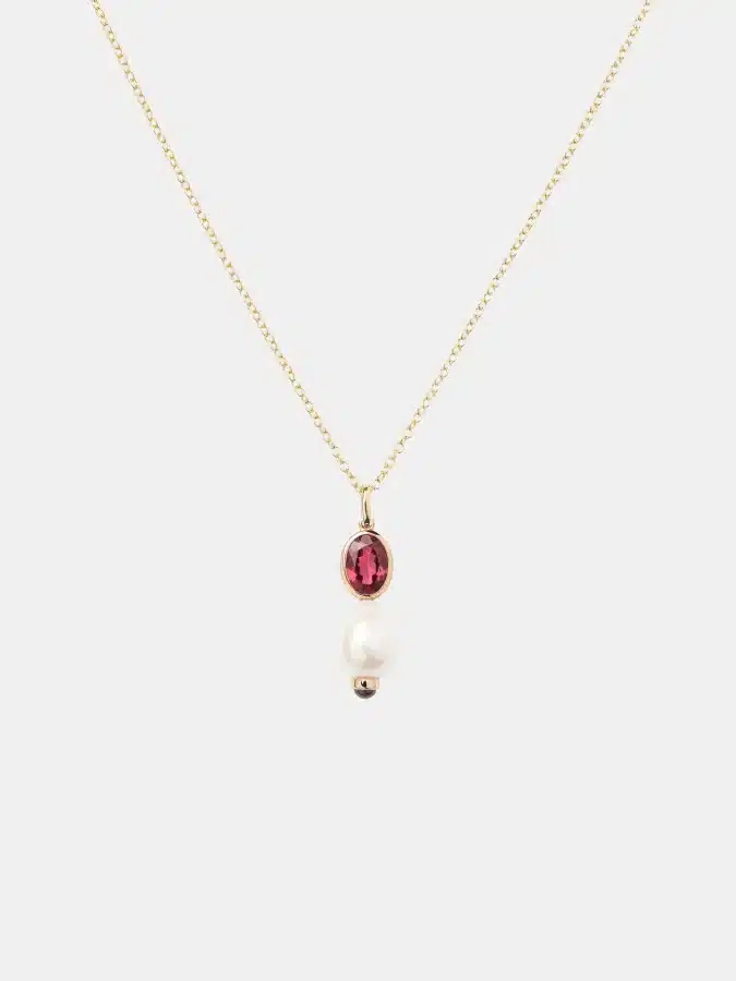 Collier Perles Précieuses Poiray en or jaune, rhodolite 1ct