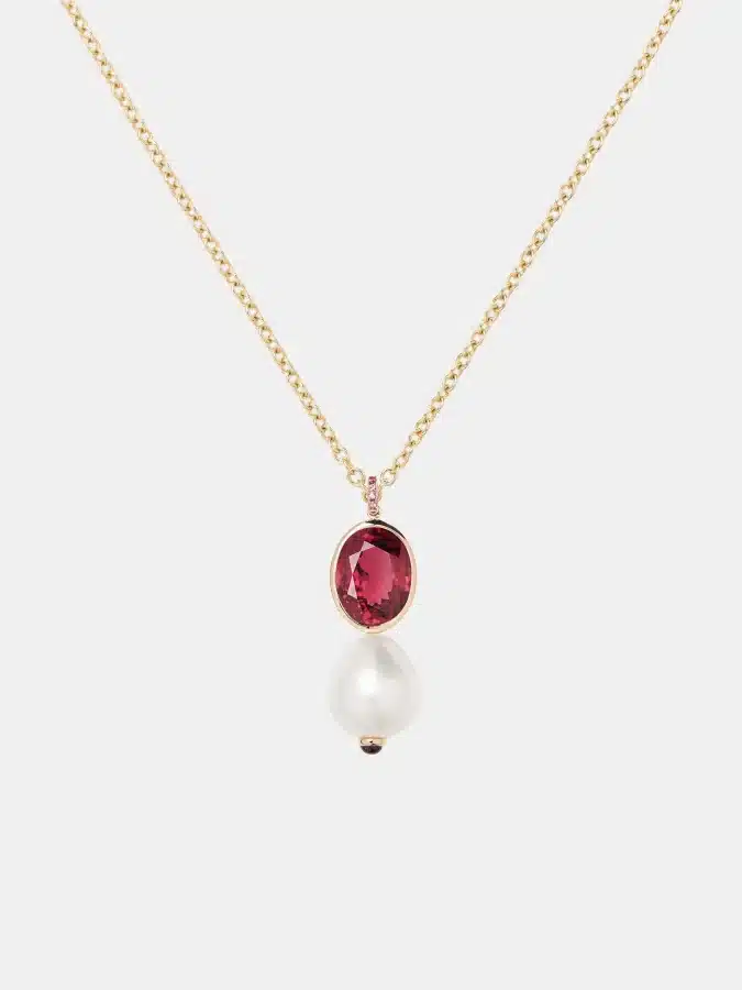 Collier Perles Précieuses Poiray en or jaune, rhodolite 8.2ct