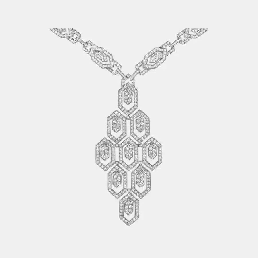 Collier Serpenti Bulgari en or blanc, diamant — photographie du modèle, cote d’occasion GOLDMARKET